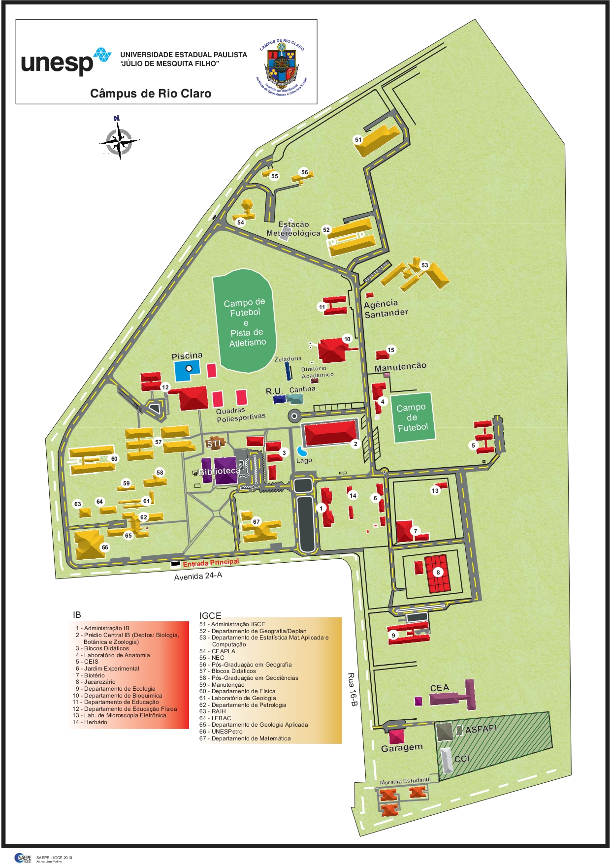 Mapa do campus da UNESP/Rio Claro.